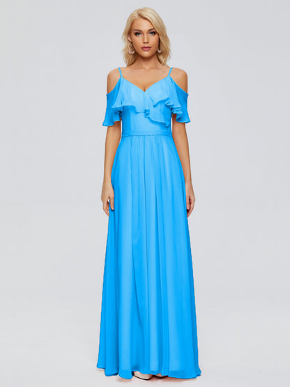 Katherine Spaghetti Straps Ruffles Chiffon Bridesmaid Dresses