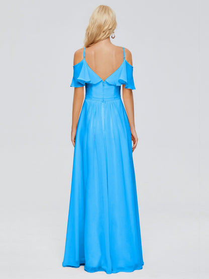 Katherine Spaghetti Straps Ruffles Chiffon Bridesmaid Dresses