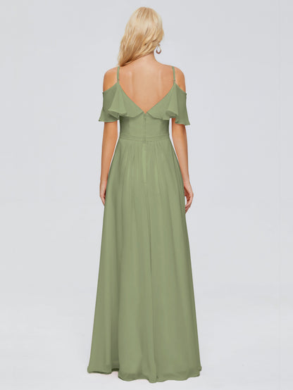 Katherine Spaghetti Straps Ruffles Chiffon Bridesmaid Dresses