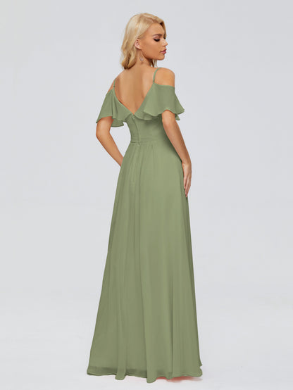 Katherine Spaghetti Straps Ruffles Chiffon Bridesmaid Dresses