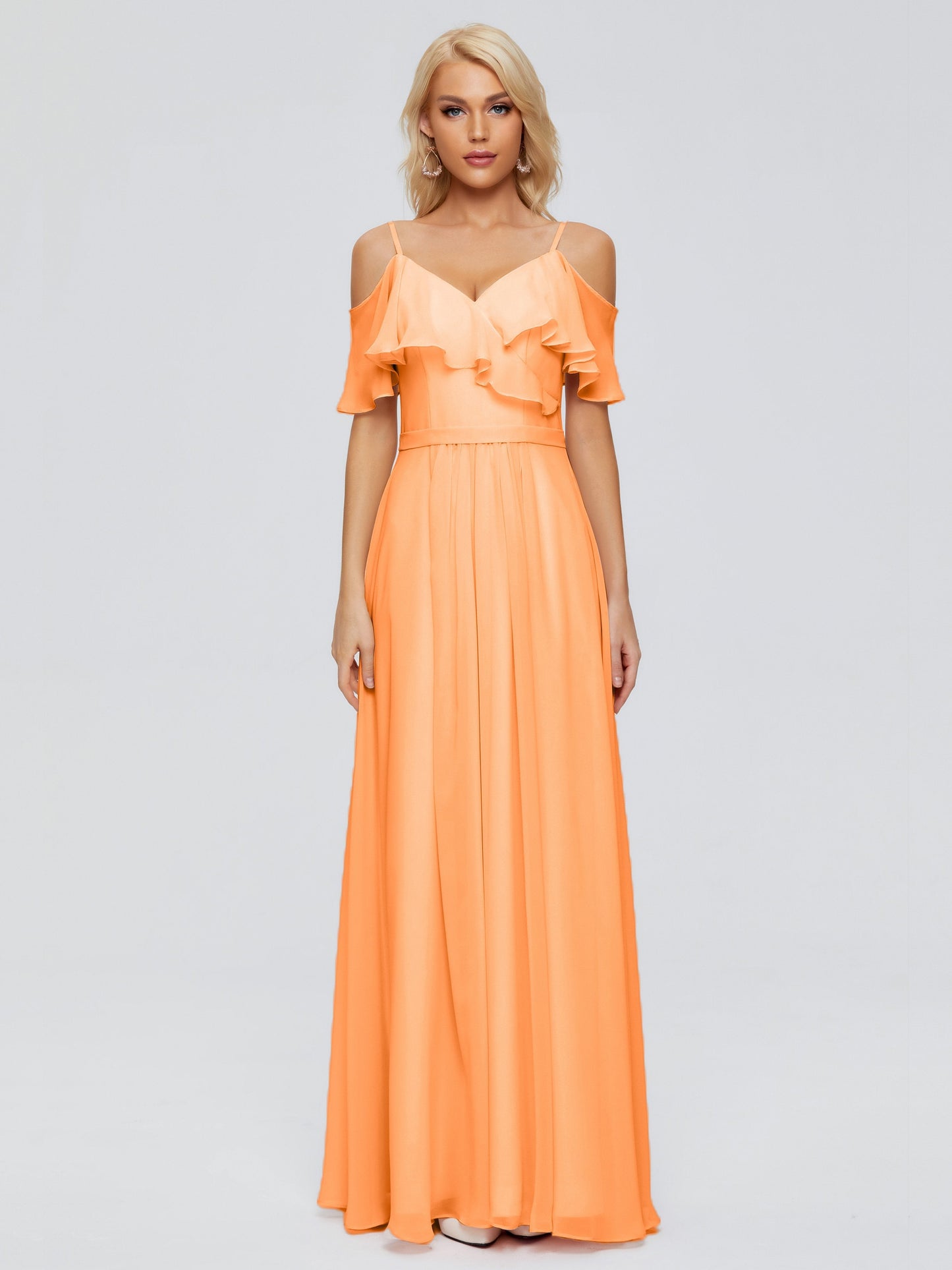 Katherine Spaghetti Straps Ruffles Chiffon Bridesmaid Dresses