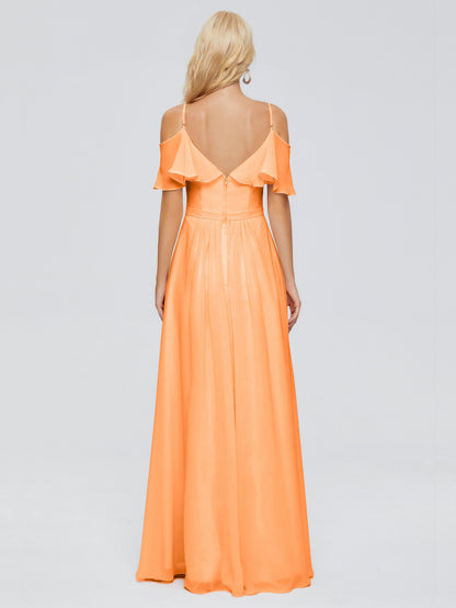 Katherine Spaghetti Straps Ruffles Chiffon Bridesmaid Dresses