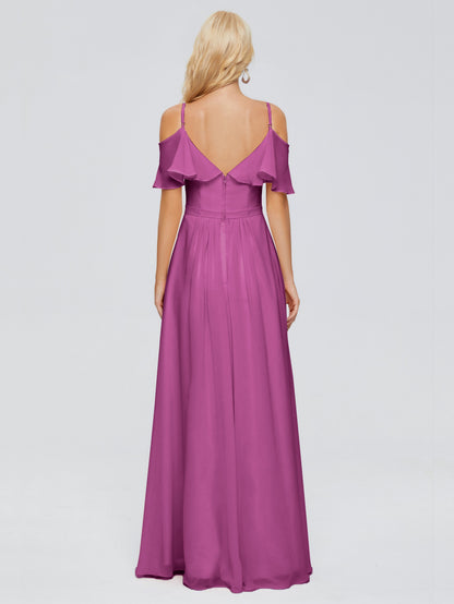 Katherine Spaghetti Straps Ruffles Chiffon Bridesmaid Dresses