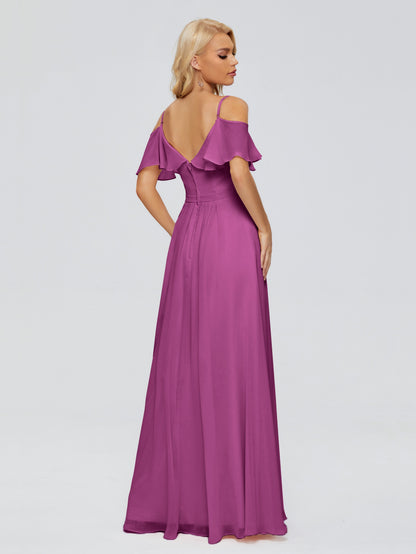 Katherine Spaghetti Straps Ruffles Chiffon Bridesmaid Dresses