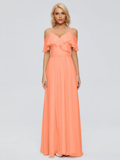 Katherine Spaghetti Straps Ruffles Chiffon Bridesmaid Dresses