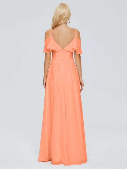 Katherine Spaghetti Straps Ruffles Chiffon Bridesmaid Dresses