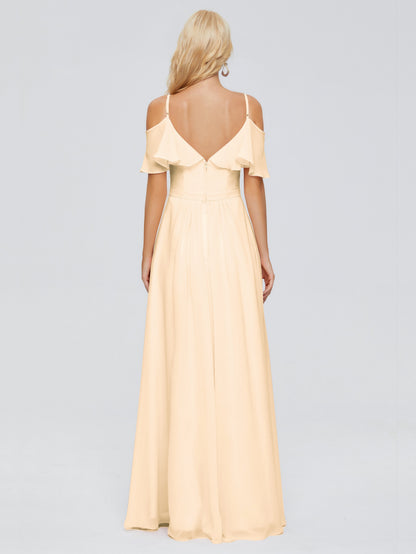 Katherine Spaghetti Straps Ruffles Chiffon Bridesmaid Dresses