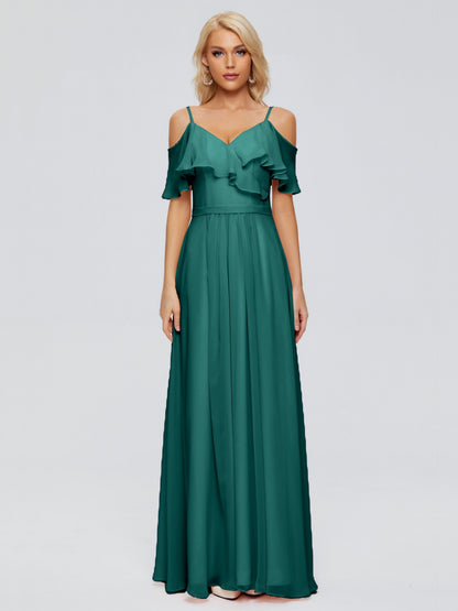 Katherine Spaghetti Straps Ruffles Chiffon Bridesmaid Dresses