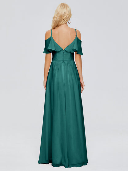 Katherine Spaghetti Straps Ruffles Chiffon Bridesmaid Dresses