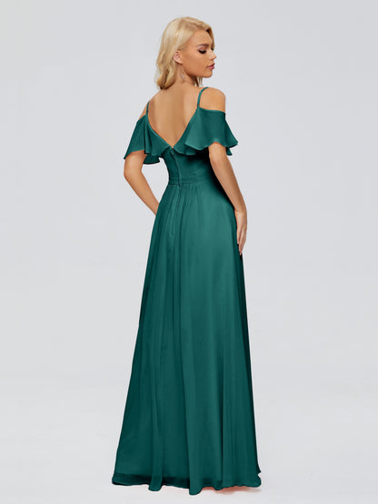 Katherine Spaghetti Straps Ruffles Chiffon Bridesmaid Dresses
