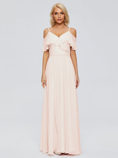 Katherine Spaghetti Straps Ruffles Chiffon Bridesmaid Dresses