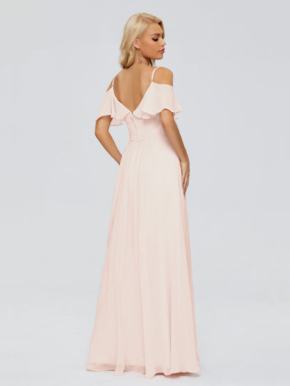 Katherine Spaghetti Straps Ruffles Chiffon Bridesmaid Dresses