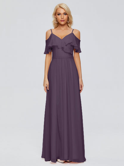 Katherine Spaghetti Straps Ruffles Chiffon Bridesmaid Dresses
