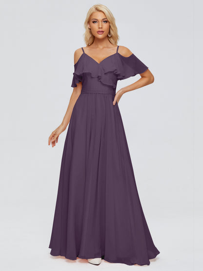 Katherine Spaghetti Straps Ruffles Chiffon Bridesmaid Dresses