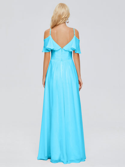 Katherine Spaghetti Straps Ruffles Chiffon Bridesmaid Dresses
