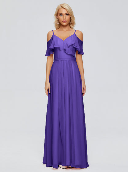 Katherine Spaghetti Straps Ruffles Chiffon Bridesmaid Dresses