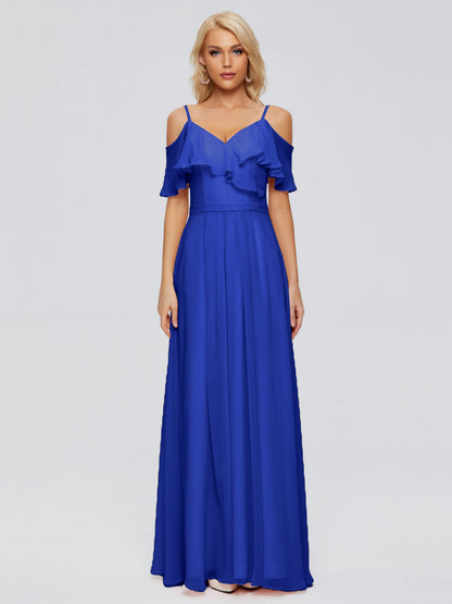 Katherine Spaghetti Straps Ruffles Chiffon Bridesmaid Dresses