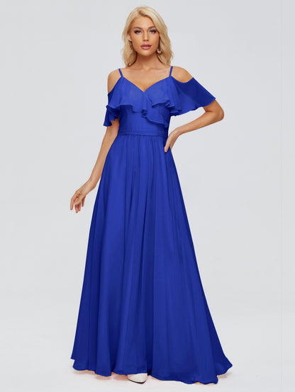 Katherine Spaghetti Straps Ruffles Chiffon Bridesmaid Dresses