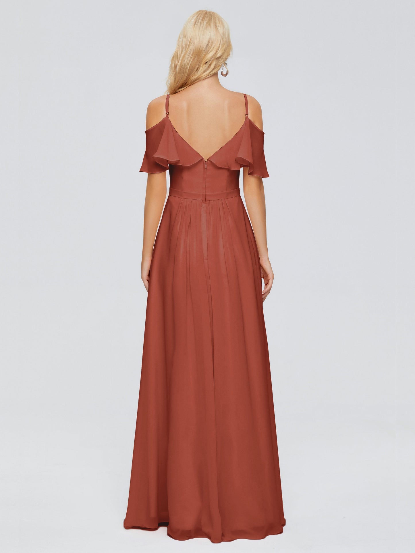 Katherine Spaghetti Straps Ruffles Chiffon Bridesmaid Dresses