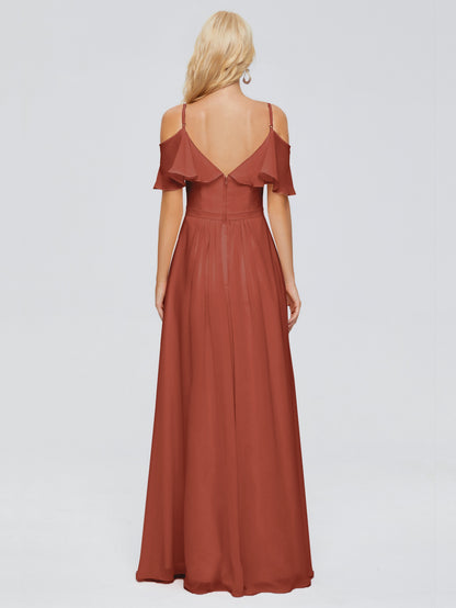 Katherine Spaghetti Straps Ruffles Chiffon Bridesmaid Dresses
