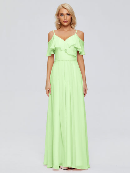 Katherine Spaghetti Straps Ruffles Chiffon Bridesmaid Dresses