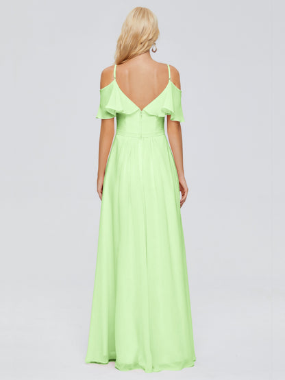 Katherine Spaghetti Straps Ruffles Chiffon Bridesmaid Dresses