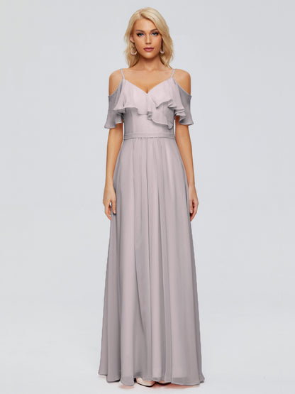 Katherine Spaghetti Straps Ruffles Chiffon Bridesmaid Dresses