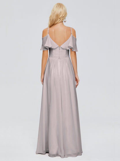 Katherine Spaghetti Straps Ruffles Chiffon Bridesmaid Dresses