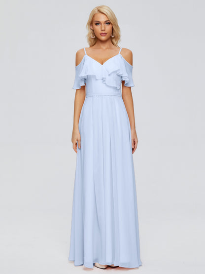 Katherine Spaghetti Straps Ruffles Chiffon Bridesmaid Dresses