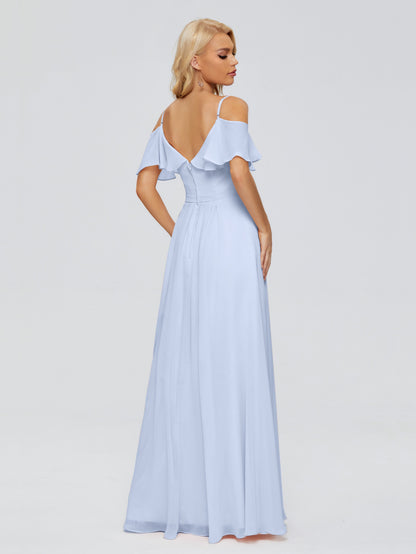 Katherine Spaghetti Straps Ruffles Chiffon Bridesmaid Dresses