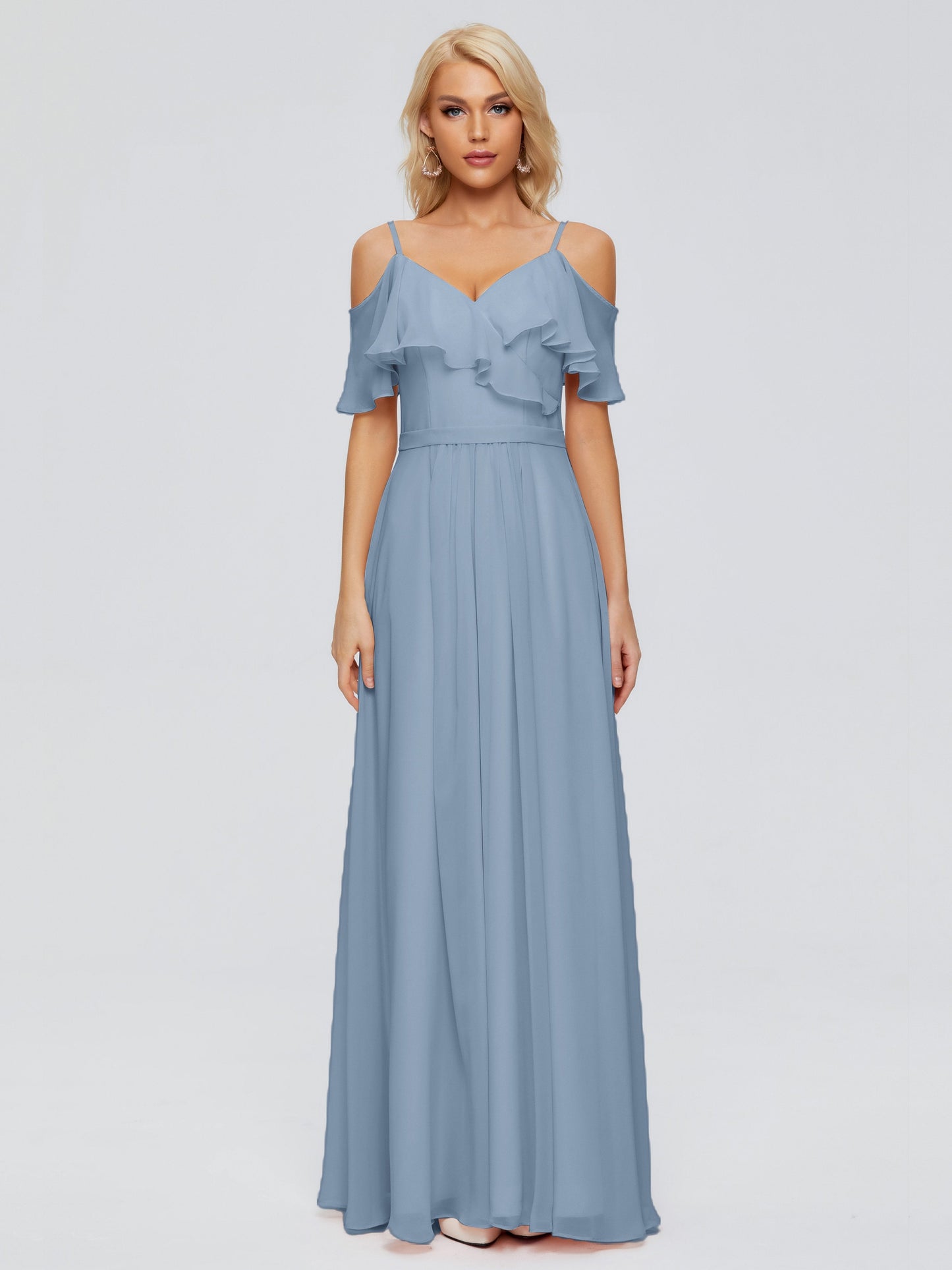 Katherine Spaghetti Straps Ruffles Chiffon Bridesmaid Dresses