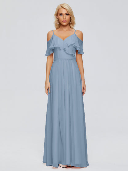 Katherine Spaghetti Straps Ruffles Chiffon Bridesmaid Dresses
