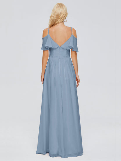 Katherine Spaghetti Straps Ruffles Chiffon Bridesmaid Dresses