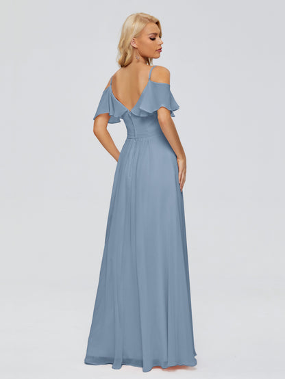 Katherine Spaghetti Straps Ruffles Chiffon Bridesmaid Dresses