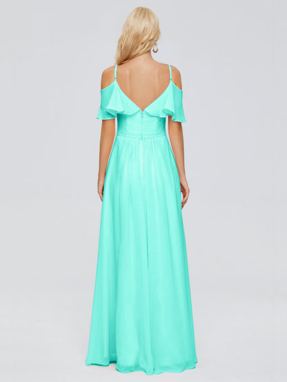 Katherine Spaghetti Straps Ruffles Chiffon Bridesmaid Dresses
