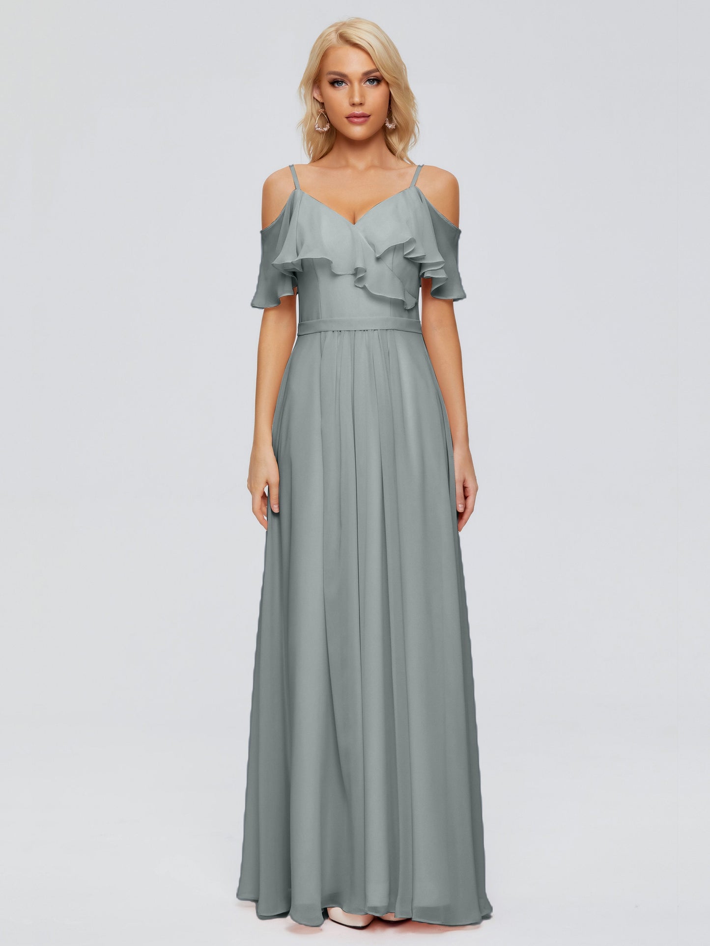Katherine Spaghetti Straps Ruffles Chiffon Bridesmaid Dresses