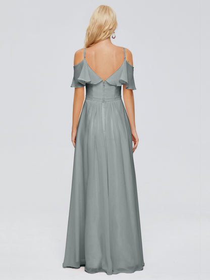 Katherine Spaghetti Straps Ruffles Chiffon Bridesmaid Dresses