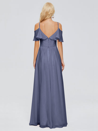 Katherine Spaghetti Straps Ruffles Chiffon Bridesmaid Dresses