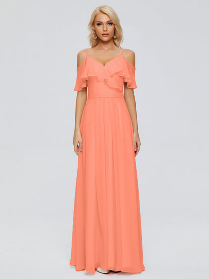Katherine Spaghetti Straps Ruffles Chiffon Bridesmaid Dresses