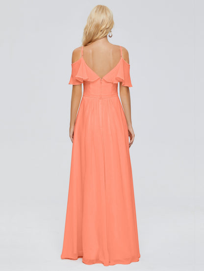 Katherine Spaghetti Straps Ruffles Chiffon Bridesmaid Dresses