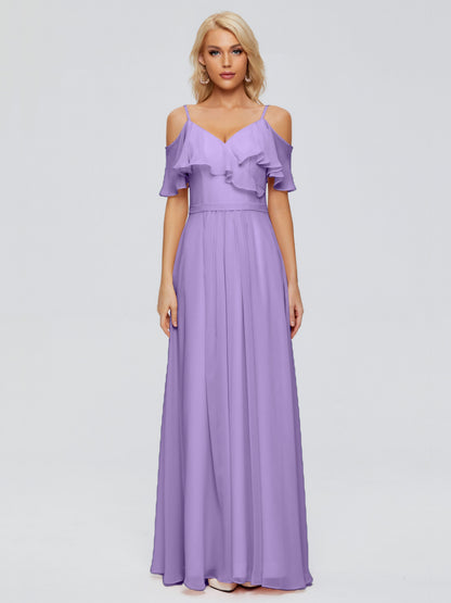 Katherine Spaghetti Straps Ruffles Chiffon Bridesmaid Dresses