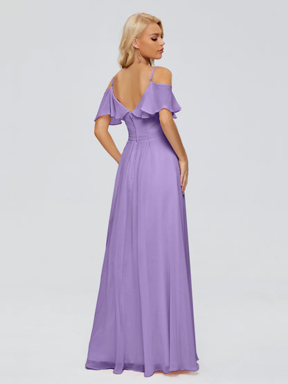 Katherine Spaghetti Straps Ruffles Chiffon Bridesmaid Dresses