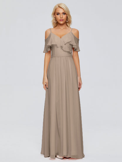 Katherine Spaghetti Straps Ruffles Chiffon Bridesmaid Dresses