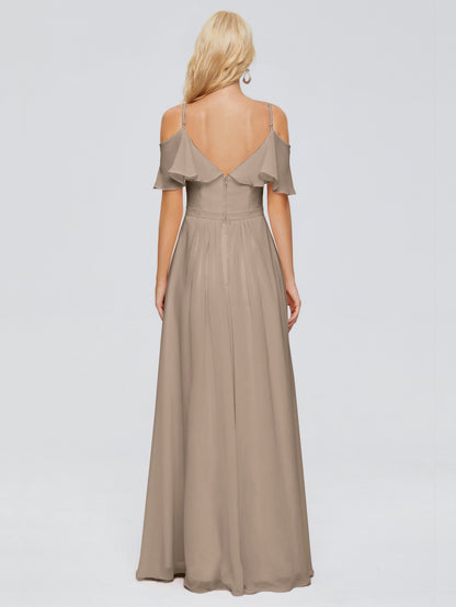 Katherine Spaghetti Straps Ruffles Chiffon Bridesmaid Dresses