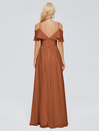 Katherine Spaghetti Straps Ruffles Chiffon Bridesmaid Dresses