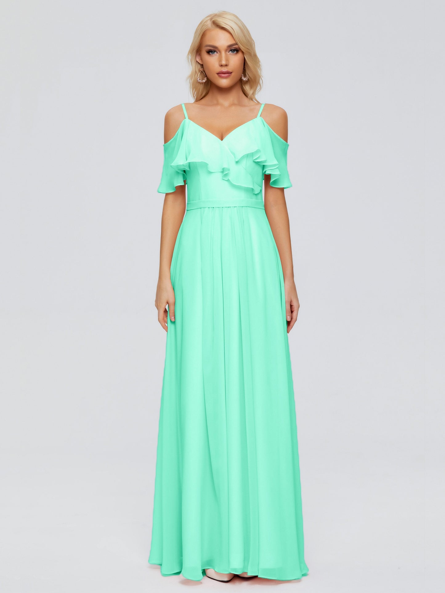 Katherine Spaghetti Straps Ruffles Chiffon Bridesmaid Dresses