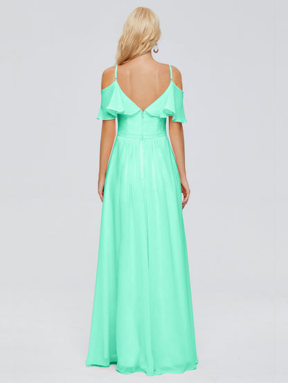 Katherine Spaghetti Straps Ruffles Chiffon Bridesmaid Dresses