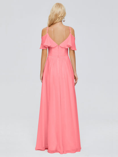 Katherine Spaghetti Straps Ruffles Chiffon Bridesmaid Dresses