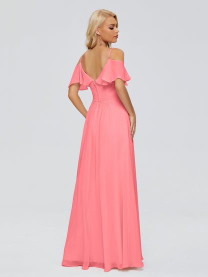 Katherine Spaghetti Straps Ruffles Chiffon Bridesmaid Dresses