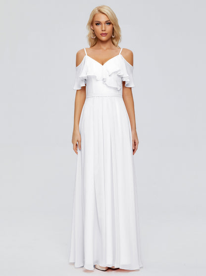 Katherine Spaghetti Straps Ruffles Chiffon Bridesmaid Dresses